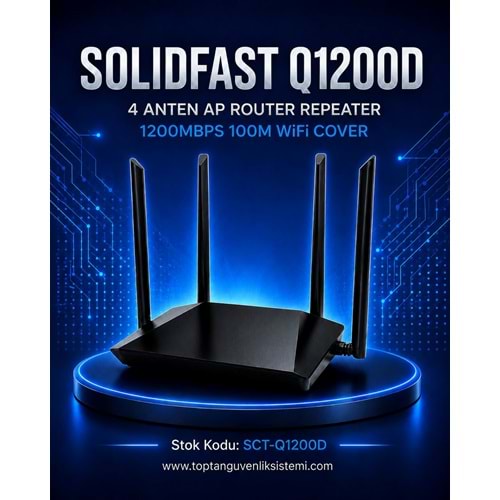SOLIDFAST Q1200D 4 ANTEN AP ROUTER REPEATER 1200MBPS 100M WİFİ COVER(E31)