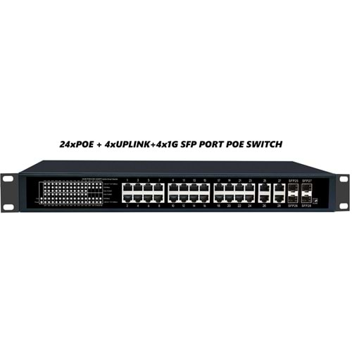 SECURITECH 24xPOE+4UPLINK+41G SFP PORT YÖNETİLEMEZ MERKEZ SWITCH 350W