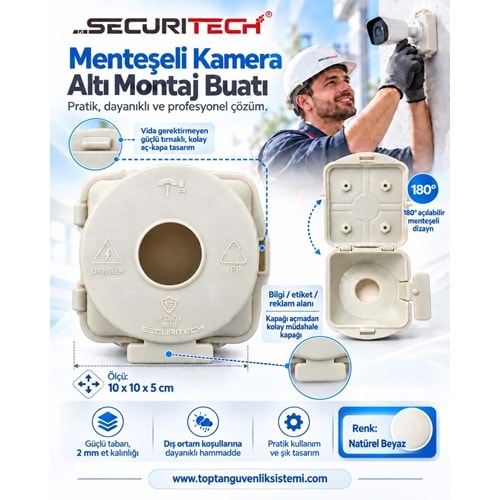 SECBOX MINI PRO MENTEŞELİ VİDASIZ ÜST KAPAK KAM.MONTAJ.BUATI NATUREL RENK
