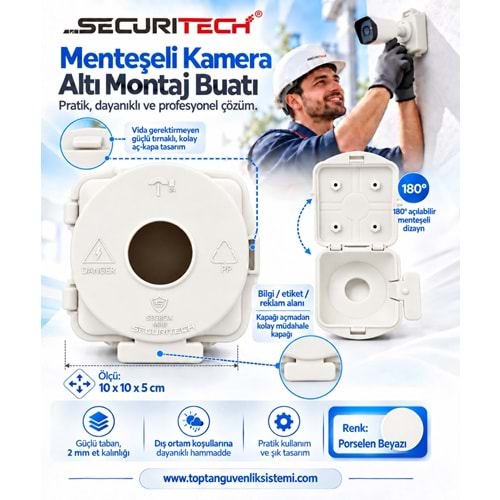 SECBOX MINI PRO MENTEŞELİ VİDASIZ ÜST KAPAK KAM.MONTAJ.BUATI BEYAZ RENK