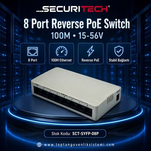SECURITECH 8 PORT 100M 15-56V REVERSE POE SWITCH SYFP-08P(A52)
