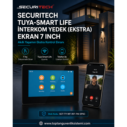 SECURITECH 7 INCH TUYA-SMART LIFE İNTERKOM YEDEK (EKSTRA) EKRAN