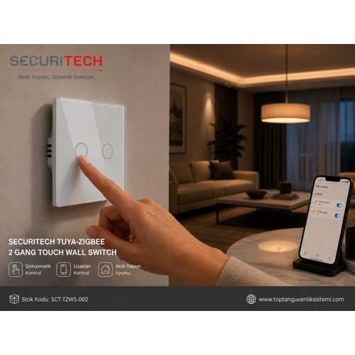 SECURITECH TUYA-ZIGBEE 2 GANG TOUCH WALL SWITCH 2 Lİ IŞIK ANAHTARI(E29)