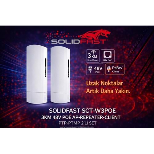 SOLIDFAST 3KM 48V POE AP-REPEATER-CLIENT PTP-PTMP 2 Lİ SET(A69)