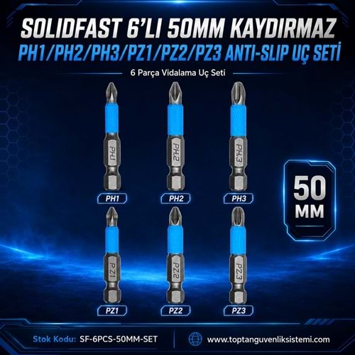SOLIDFAST 6 LI 50MM KAYDIRMAZ PH1/PH2/PH3/PZ1/PZ2/PZ3 ANTI-SLIP UÇ SETİ