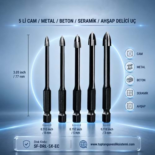 SOLIDFAST 5 Lİ CAM/METAL/BETON/SERAM./AHŞAP DELİCİ UÇ