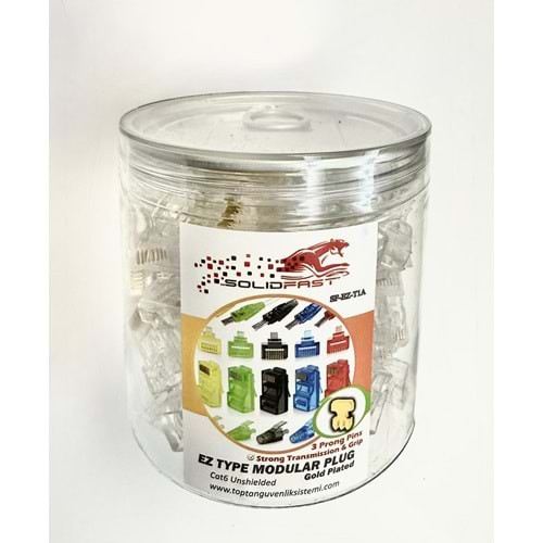 SOLIDFAST SF-EZ-T1A ALTIN. KAPL. RJ45 CAT5/6 EZ PLUG 3 PRONG PIN (JAK) 100 LÜ KUTU