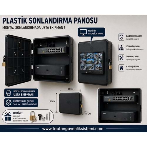 SOLIDFAST 42*32*11 PLASTİK ASMA KİLİTLİ MONİTÖR ASKILI CCTV MONTAJ PANOSU