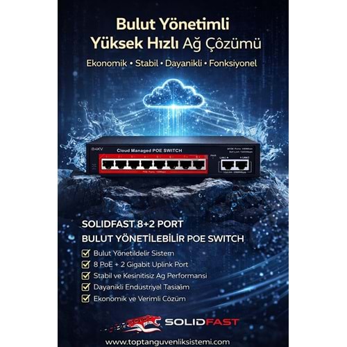 SOLIDFAST 8+2 PORT BULUT YÖNETİLEBİLİR GİGABİT POE SWİTCH