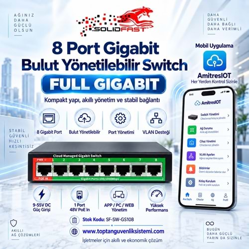 SOLIDFAST 8 PORT GIGABIT BULUT YÖNETİLEBİLİR SWİTCH
