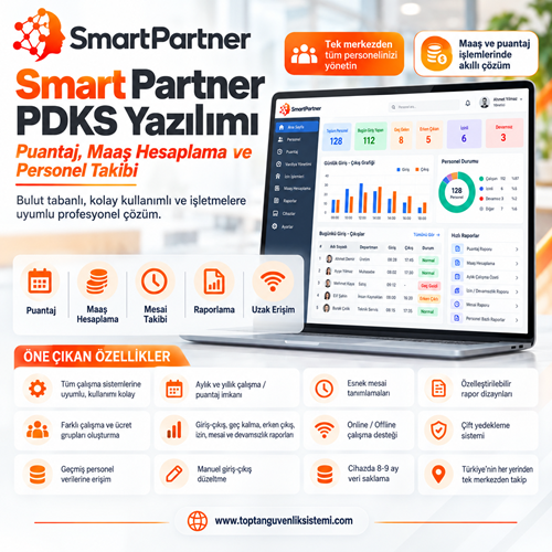 SMART PARTNER PRO PDKS, MAAŞ HESAPLAMA PUANTAJ,GİRİŞ ÇIKIŞ KONTROL YAZILIMI