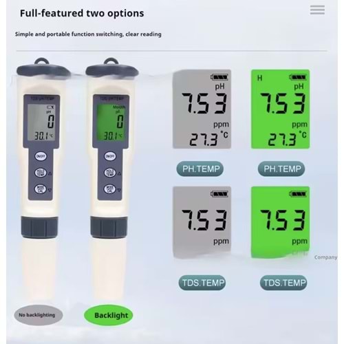 SECURITECH IŞIKLI EKRAN PH - TDS - SICAKLIK ÖLÇER