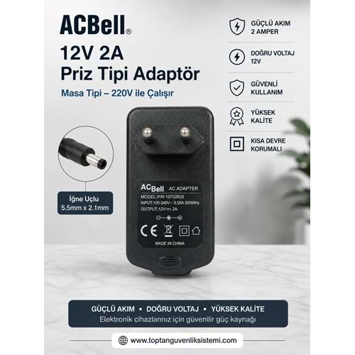 ACBEL 12 V - 2 AMPER PİRİZ TİPİ