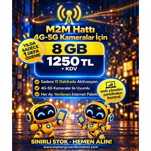 TR KAPSAMLI M2M-IOT 8 GB 1 YILLIK DATA HATTI