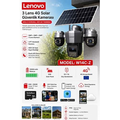 LENOVO W14C-Z 3 LENS 4G AOV SOLAR KAMERA