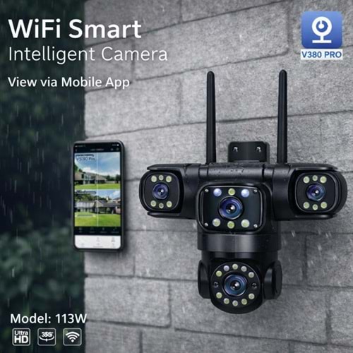 X5Tech RX-113W Wifi 3 Lensli 12 Volt 2A Kablosuz Güvenlik Kamerası