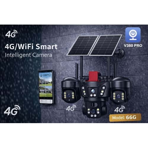 X5Tech RX-66G 4G Sim Kartlı 3 Lensli 5 Volt 2A Solar Güvenlik Kamerası
