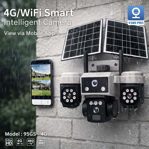 X5Tech RX-95GS Solar 4G Sim Kartlı 3 Lensli 5 Volt 2A Güvenlik Kamerası