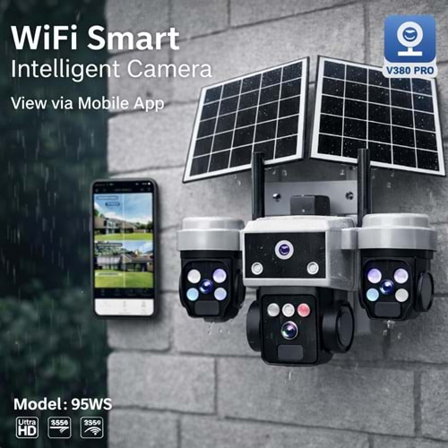 X5Tech RX-95WS Solar Wifi 3 Lensli 5 Volt 2A Kablosuz Güvenlik Kamerası