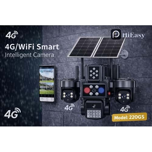 X5Tech RX204GS 4G Solar 4 Lensli Sim Kartlı (E-Sim) Güvenlik Kamerası