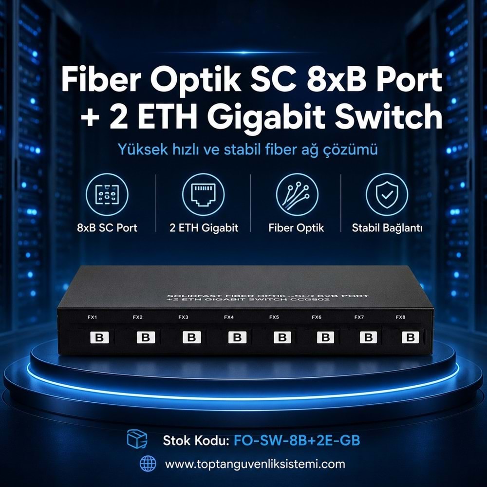 SOLIDFAST FIBER OPTİK SC 8xB PORT +2 ETH GIGABIT SWITCH CCG802