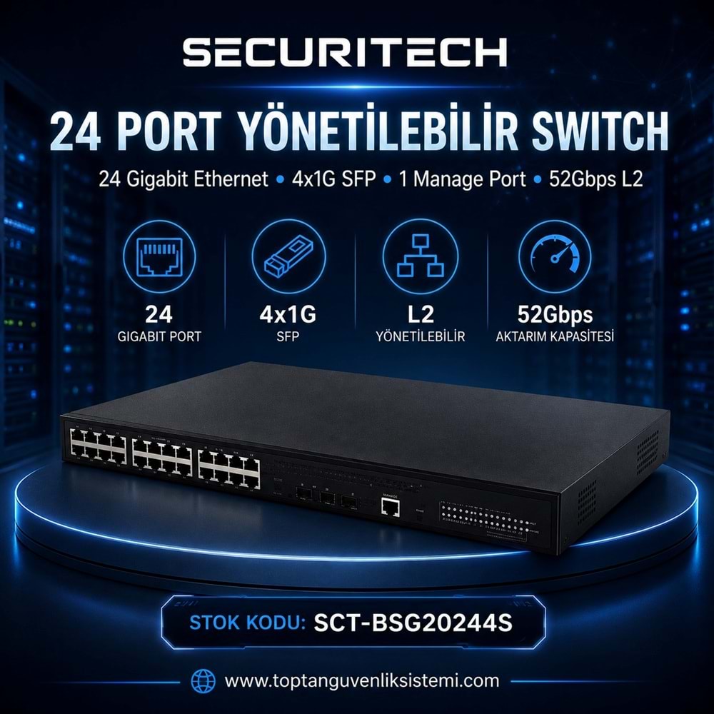 SECURITECH 24GBIT ETH. 4G SFP+1 MAN. PORT 52GBPS L2 SWITCH
