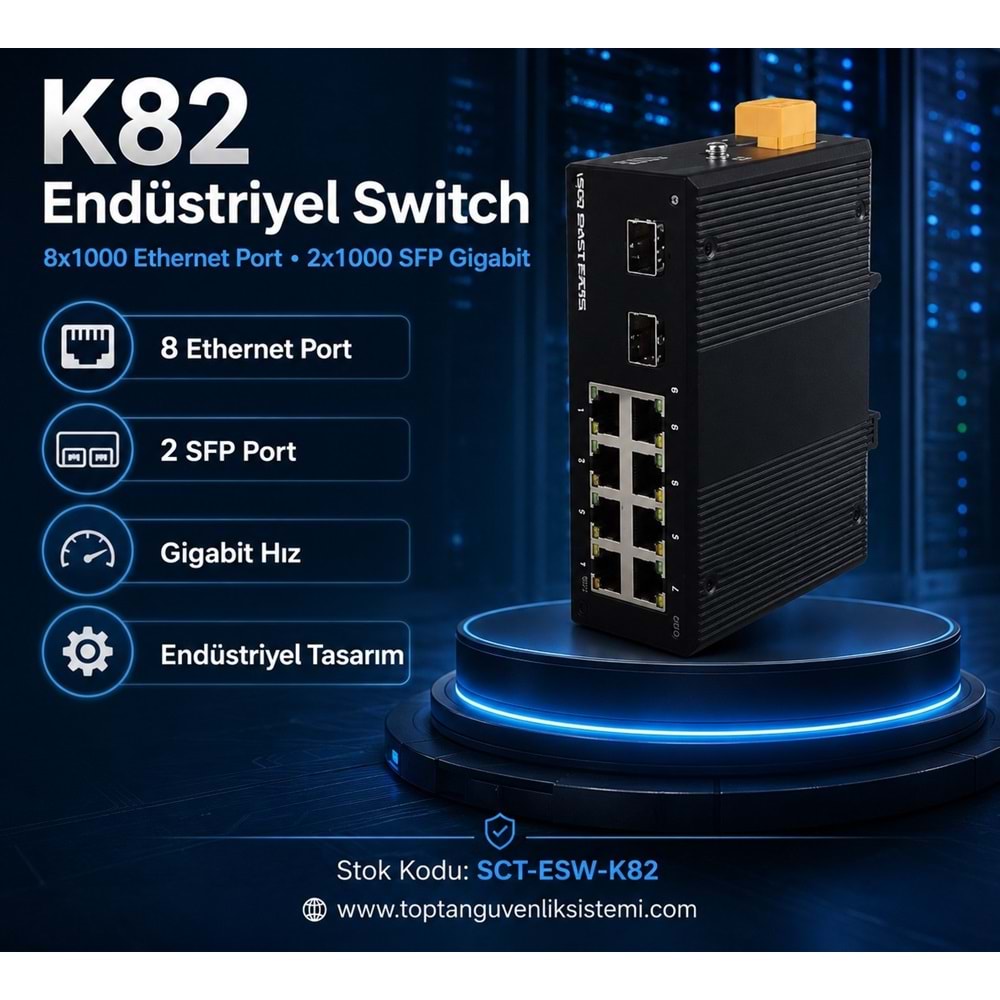 SOLIDFAST K82 8x1000 LİK ETH. PORT + 2x1000 LİK SFP PORT ENDÜSTRİYEL SWİTCH(E30)