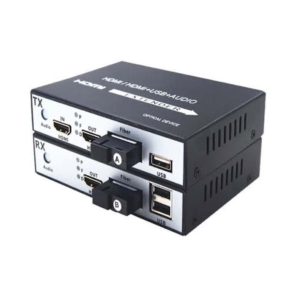SECURITECH 1 CORE FIBER HDMI + USB 20KM EXTENDER RX/TX SET (E24)