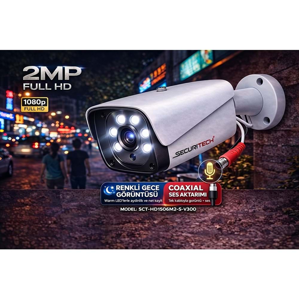 SECURITECH 1080P SESLİ AHD BULLET WARM LED KAMERA 1506-V300