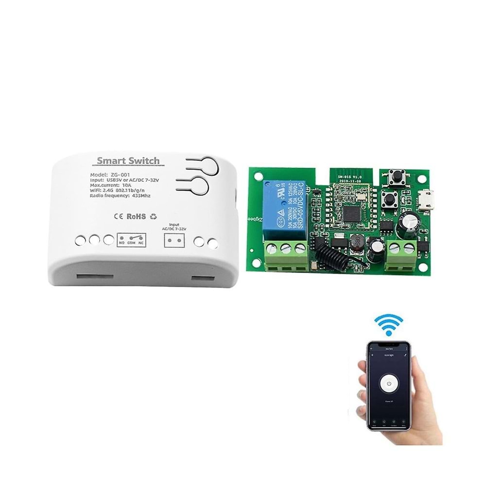 SECURITECH 1 KANAL SMART RÖLE KARTI WİFİ+433 (1CH INCHING SWITCH)(E45)(A50)