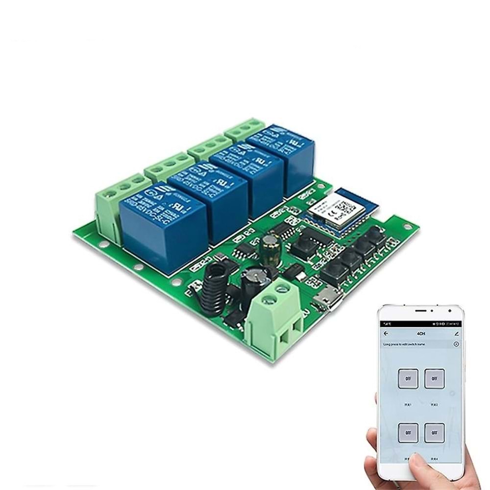 SECURITECH 4 KANAL SMART RÖLE KARTI (4CH INCHING SWITCH RELAY MODULE)(E45)(A50)