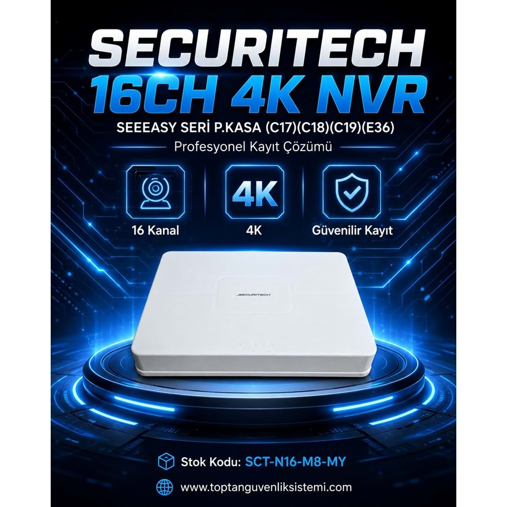 SECURITECH 16CH LINKEASY SERI 4K NVR P.KASA (C17)(C18)(C19)(E36)