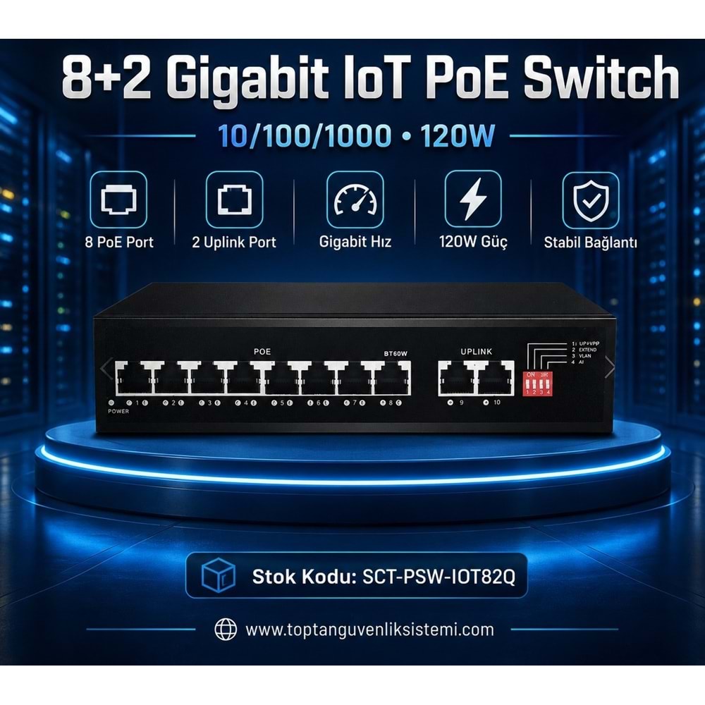 SOLIDFAST 8+2 GIGABIT 10/100/1000 120W IOT POE SWITCH IOT82Q(A47)(E32)