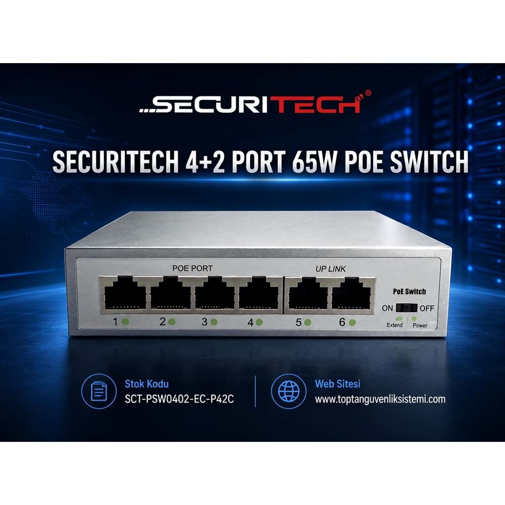 SECURITECH 4+2 PORT 65W POE SWITCH