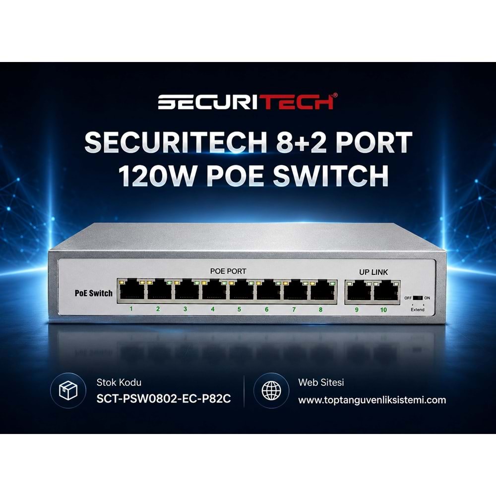 SECURITECH 8+2 PORT 120W POE SWITCH