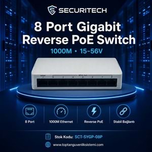 SECURITECH 8 PORT 1000M 15-56V REVERSE POE SWITCH SYGP-08P (E25)(A51)