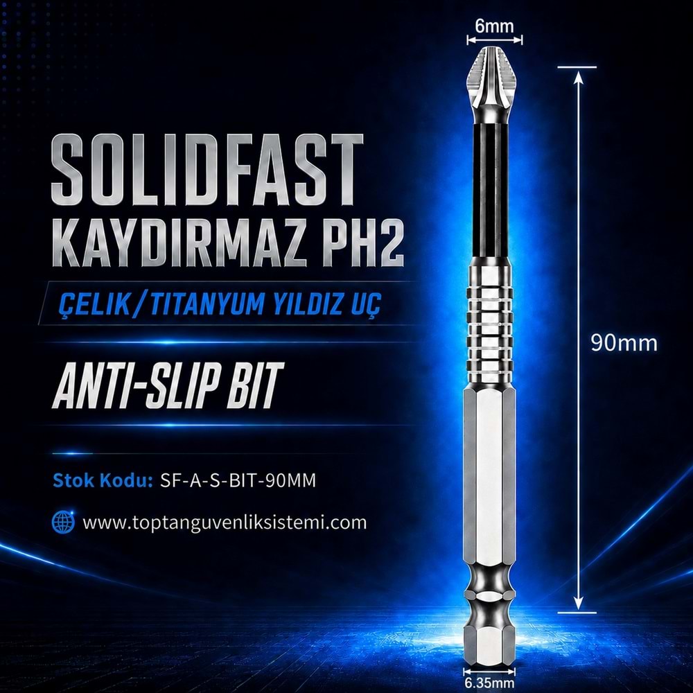SOLIDFAST KAYDIRMAZ PH2 ÇELİK/TİTANYUM YILDIZ UÇ 90MM ANTI-SLIP BIT