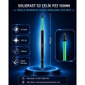 SOLIDFAST S2 ÇELİK PZ2 150MM GÜÇLÜ MIKNATIS YILDIZ VİDALAMA UCU BITS