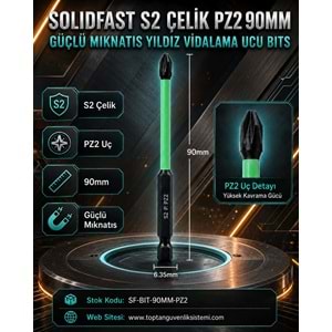 SOLIDFAST S2 ÇELİK PZ2 90MM GÜÇLÜ MIKNATIS YILDIZ VİDALAMA UCU BITS