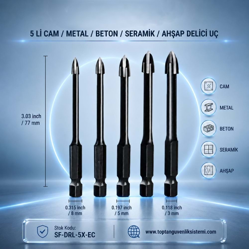 SOLIDFAST 5 Lİ CAM/METAL/BETON/SERAM./AHŞAP DELİCİ UÇ