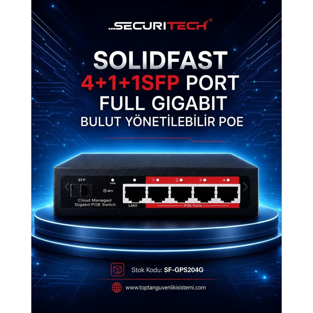 SOLIDFAST 4+1+1SFP PORT FULL GIGABIT BULUT YÖNETİLEBİLİR POE