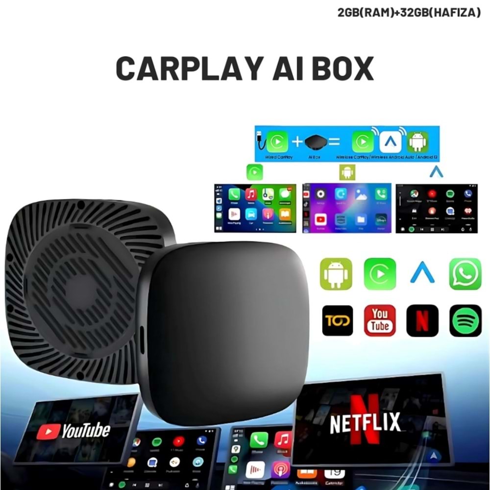 SMART PARTNER RM-KPL062B 2+32GB KABLOSUZ CAR PLAY/ ANDROID OTO ADAPTÖRÜ