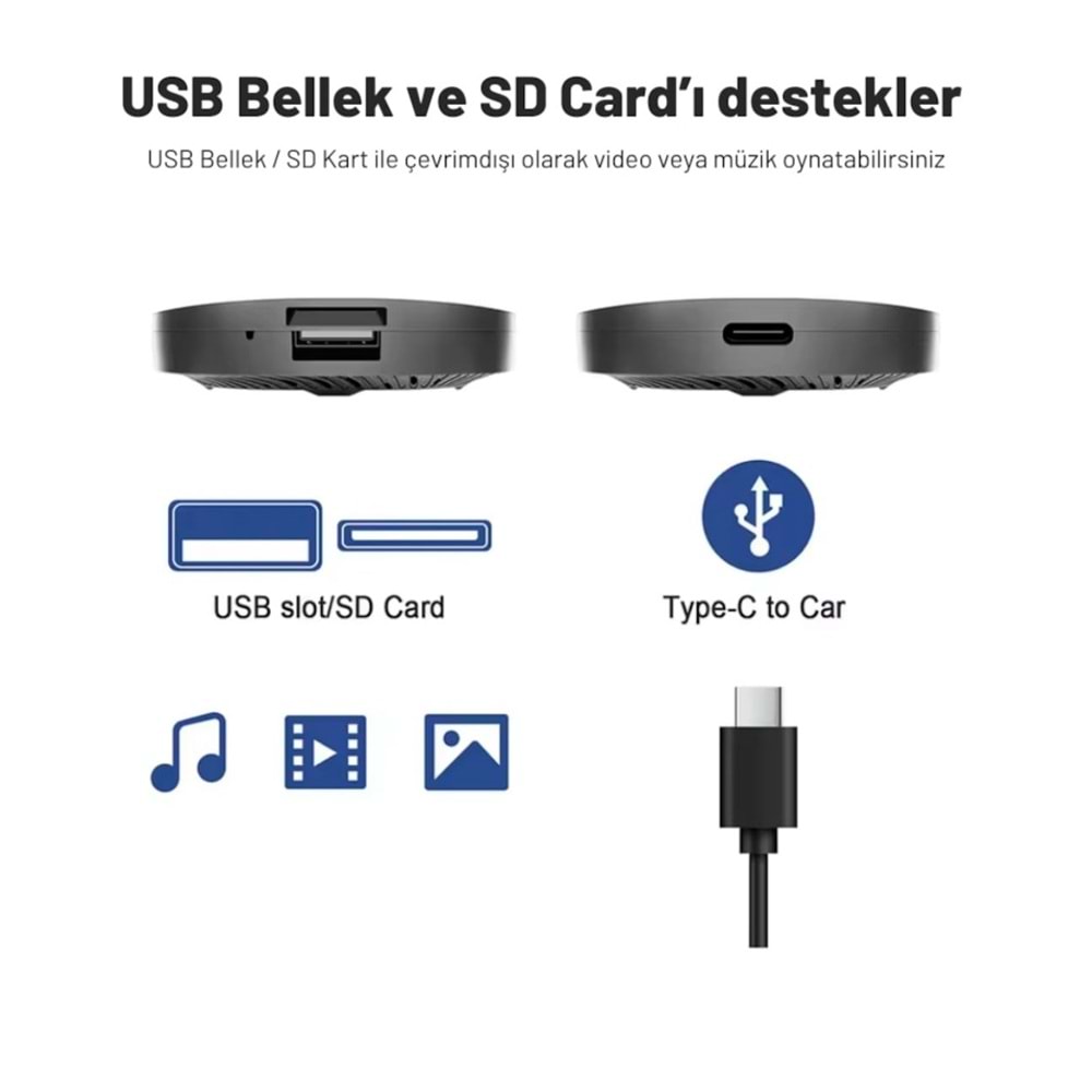 SMART PARTNER RM-KPL062B 2+32GB KABLOSUZ CAR PLAY/ ANDROID OTO ADAPTÖRÜ